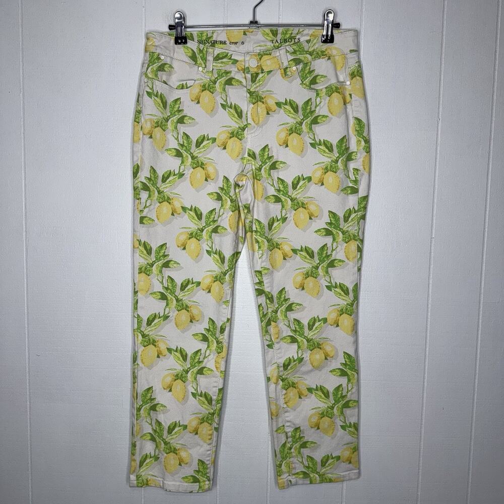 Talbots Women’s Signature Crop Lemon Print Pants Size 6